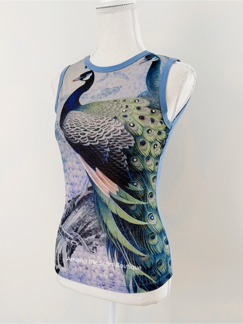 Extremely Rare Y2K Vintage Peacock Rhinestone Sleeveless Top ASO Lizzie McGuire - Picture 8 of 14